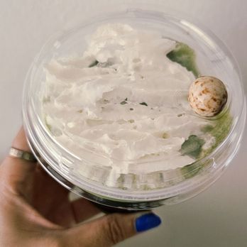 The Human Bean - Top view of matcha smoothie, with their cute signature chocolate covered espresso bean! - Coffee & Tea Near Me - Garden Grove, California The Human Bean - Top view of matcha smoothie, with their cute signature chocolate covered espresso bean! - Coffee & Tea Near Me - Garden Grove, California