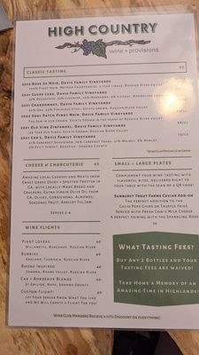 Menu photo 4 High Country wine plus provisions Highlands, NC Menu photo 4 High Country wine plus provisions Highlands, NC