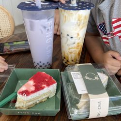 Feng Cha - Terrell - Taro milk tea Dirty Boba Monterosa Ricotta Pistachio cake