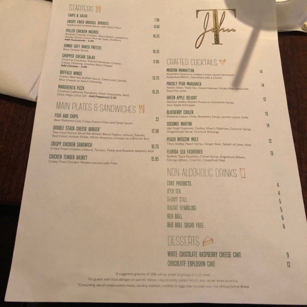 Lounge menu