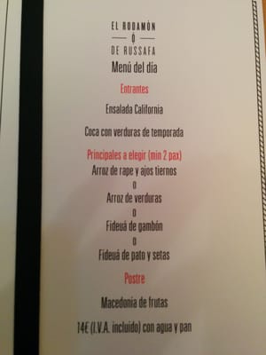 Menu photo 4 El Rodamón de Russafa Valencia, V