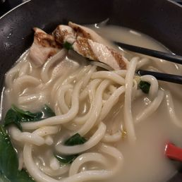 Soup with udon and FROZEN chicken breast