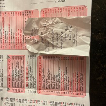 Peking Gourmet Chinese Restaurant - the receipt - Chinese Near Me - Mount Pleasant, South Carolina