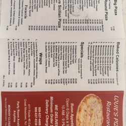 Louie’s Pizza - Menu