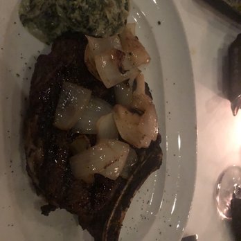 Steak 48 - Steak with onions & creamed spinach - Steakhouses Near Me - Houston, Texas