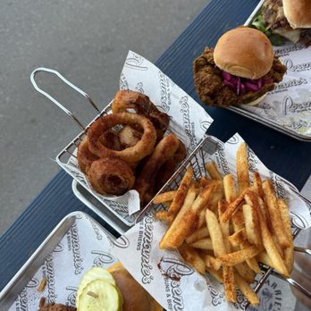 Rosemarie’s - Small onion rings, small fries, Bombay hot chicken slider, little Sal slider - Sandwiches Near Me - San Diego, California Rosemarie’s - Small onion rings, small fries, Bombay hot chicken slider, little Sal slider - Sandwiches Near Me - San Diego, California