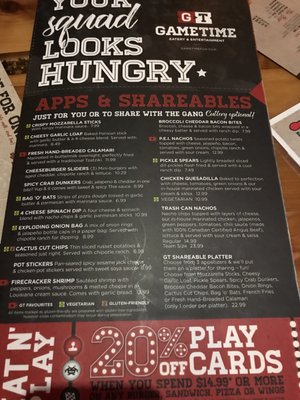 Menu photo 1 Gametime Eatery & Entertainment Mississauga, ON Menu photo 1 Gametime Eatery & Entertainment Mississauga, ON