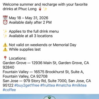 Phuc Long - Coffee & Tea Near Me - Garden Grove, California Phuc Long - Coffee & Tea Near Me - Garden Grove, California