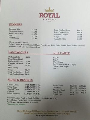 Menu photo 2 Royal Rib House Brooklyn, NY