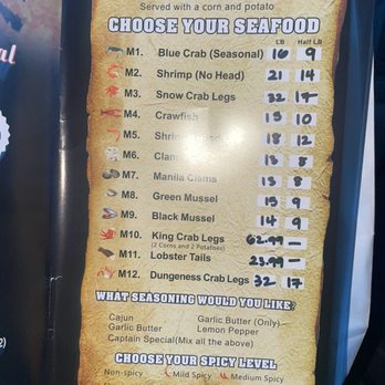 Captain Crab - Menu as of 2/4/24 - Seafood Near Me - Elk Grove, California