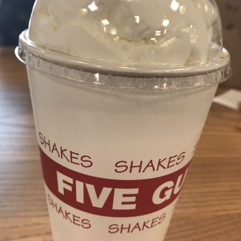 Five Guys - Hand-Spun Vanilla Milkshake with Peanut Butter and Bacon mix-in, lined up their with one of the best shakes I have ever had! - Burgers Near Me - Fair Oaks, California