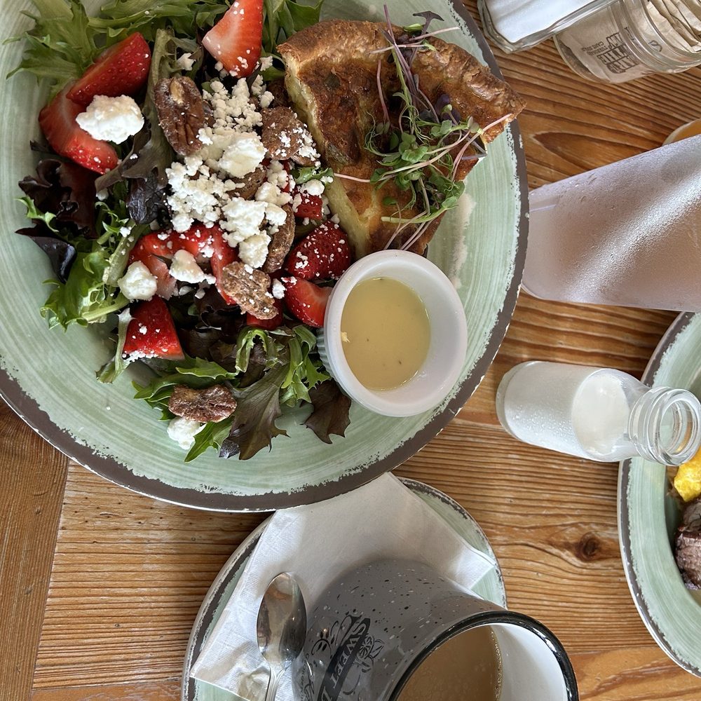 Sweet Lemon Kitchen - Quiche Lorien with side salad and coffee - Cafes Near Me - Georgetown, Texas