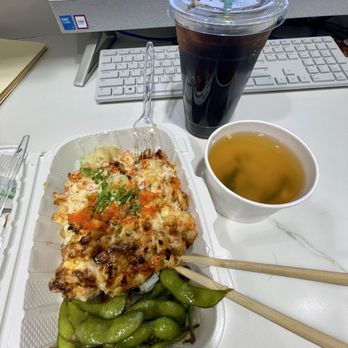 Sushi Station - Baked Lobster & garlic edamame with miso soup & Diet Pepsi - Japanese Near Me - Riverside, California Sushi Station - Baked Lobster & garlic edamame with miso soup & Diet Pepsi - Japanese Near Me - Riverside, California