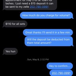 Here is where she tells me my deposit will be added to the service Here is where she tells me my deposit will be added to the service
