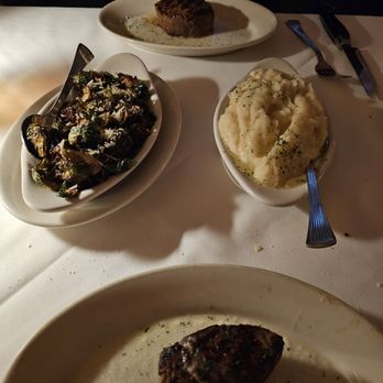 Myron's Prime Steakhouse - Filets, Brussel Sprouts with Panchetta, and Garlic Mashed Potatoes - Steakhouses Near Me - New Braunfels, Texas Myron's Prime Steakhouse - Filets, Brussel Sprouts with Panchetta, and Garlic Mashed Potatoes - Steakhouses Near Me - New Braunfels, Texas