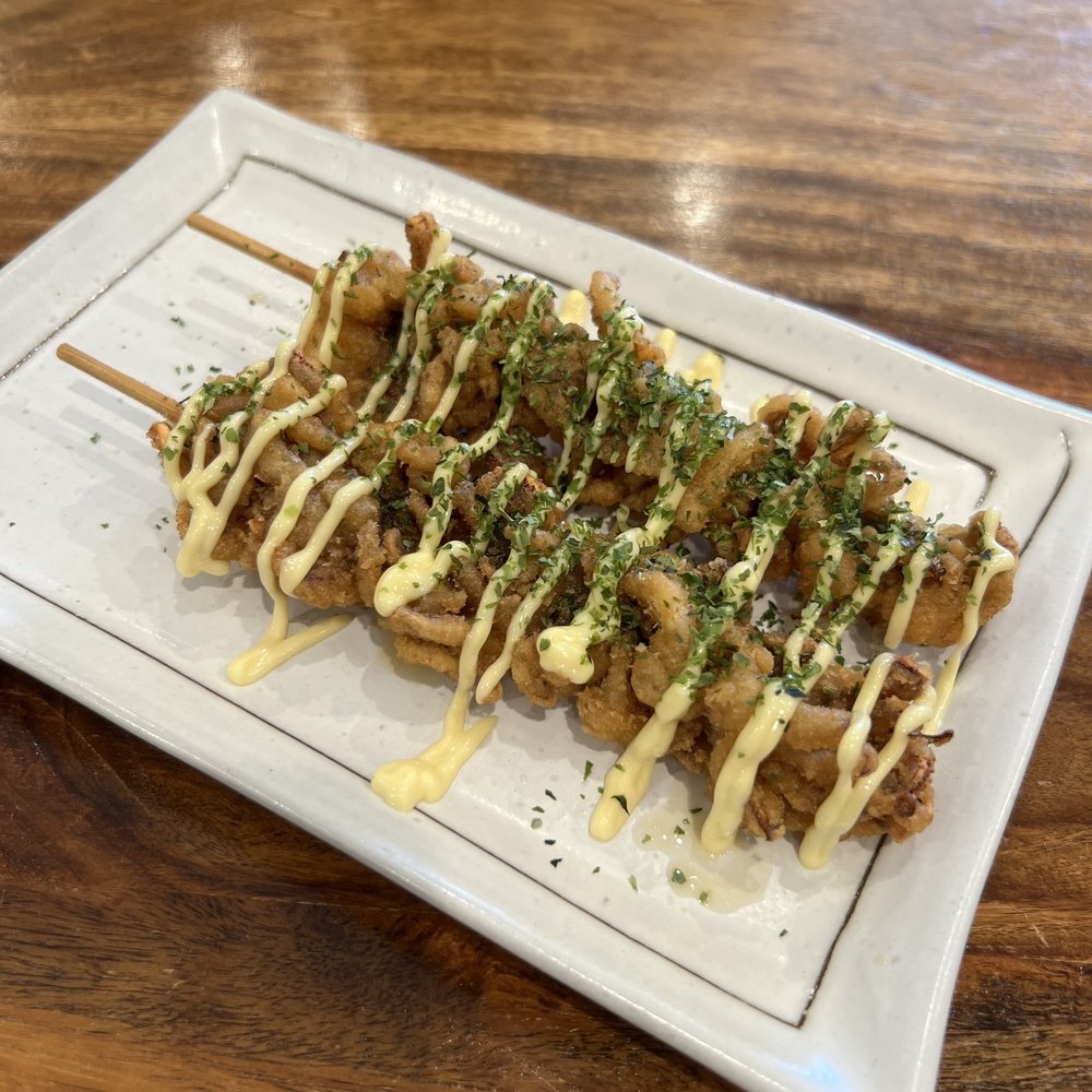 Menya Ramen House - Fried Karaage Kushi (Squid) - Ramen Near Me - Metuchen, New Jersey Menya Ramen House - Fried Karaage Kushi (Squid) - Ramen Near Me - Metuchen, New Jersey