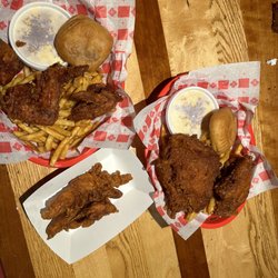 Redbird Fried Chicken - Wing combo with fries and Mac & cheese & the two Riggs with fries and Mac and a couple side tenders