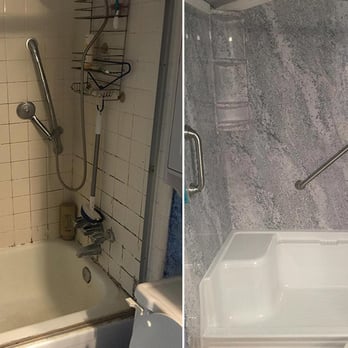Bath Creations - Before & After - Bathtub to Shower remodel with EasyCare Acrylic. - Kitchen & Bath Near Me - Clayton, Ohio