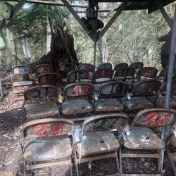 Woodland Paintball Action Outdoor - "Classroom" area. Yes those are stuffed animals hanging under the shelter.
