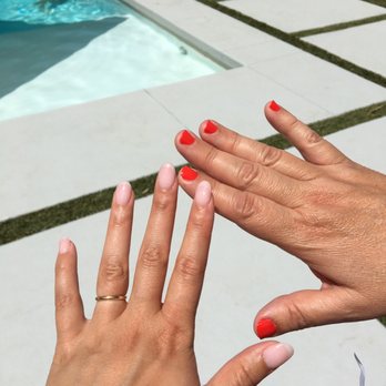 Five Star Nail And Spa - Powder manicure (nude pink) and regular manicure (red). They did a great job! - Nail Salons Near Me - Palm Springs, California Five Star Nail And Spa - Powder manicure (nude pink) and regular manicure (red). They did a great job! - Nail Salons Near Me - Palm Springs, California