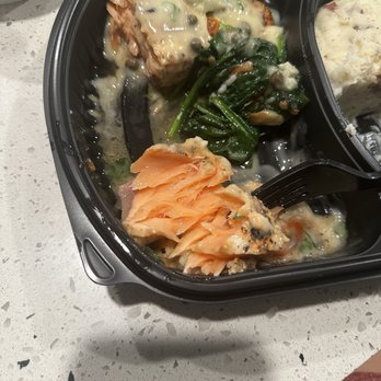 Carrabba's Italian Grill - Salmon capperi with a side of garlic mashed potatoes and sautéed spinach. - Italian Near Me - Lutz, Florida Carrabba's Italian Grill - Salmon capperi with a side of garlic mashed potatoes and sautéed spinach. - Italian Near Me - Lutz, Florida