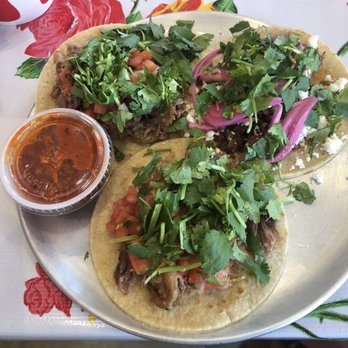 Chicano Boy - 2 Carnitas tacos on corn tortillas, 1 shredded beef taco on a corn tortilla - Tex-Mex Near Me - Bon Air, Virginia Chicano Boy - 2 Carnitas tacos on corn tortillas, 1 shredded beef taco on a corn tortilla - Tex-Mex Near Me - Bon Air, Virginia