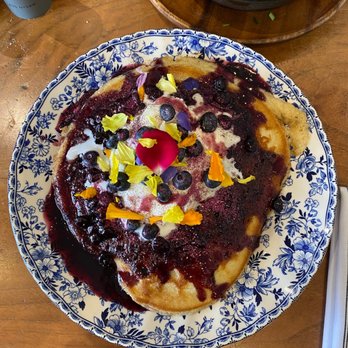 Sugar and Scribe  - Blueberry Lemon Curd Pancakes - Bakeries Near Me - La Jolla, California