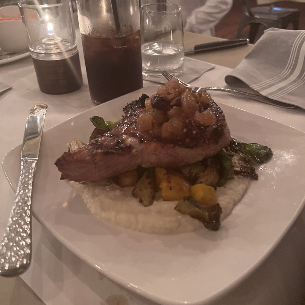 11th and Bay Southern Table - Roasted pork chops with mashed potatoes and grill carrots - Southern Near Me - Columbus, Georgia