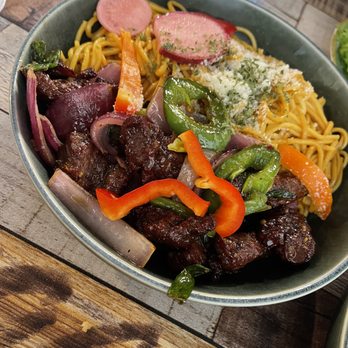 Triple-T - Garlic noodles with shaken beef - Coffee & Tea Near Me - Gardena, California Triple-T - Garlic noodles with shaken beef - Coffee & Tea Near Me - Gardena, California