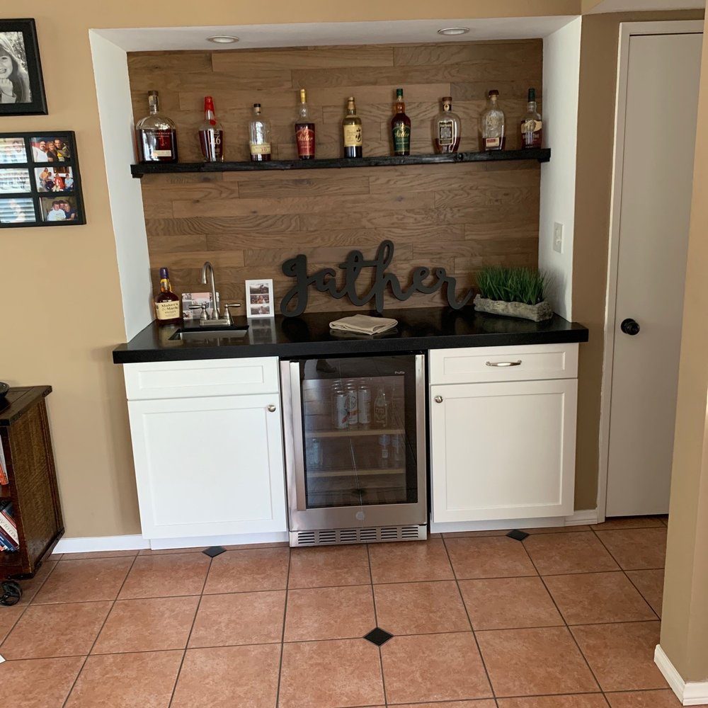 No Limits Construction - My new bar with custom shelf fabricated by Scott. - General Contractors Near Me