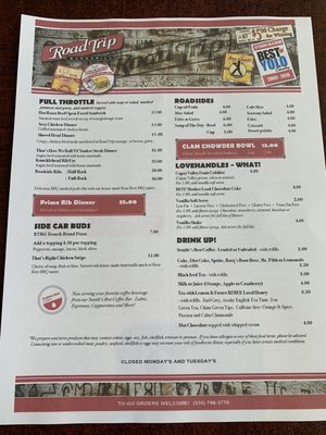 Menu photo 8 Road Trip Bar & Grill Capay, CA