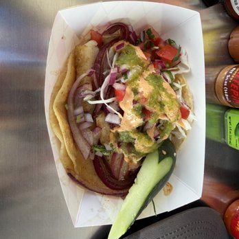 Mariscos Clave C - Fish taco with toppings - Mexican Near Me - Santa Ana, California Mariscos Clave C - Fish taco with toppings - Mexican Near Me - Santa Ana, California