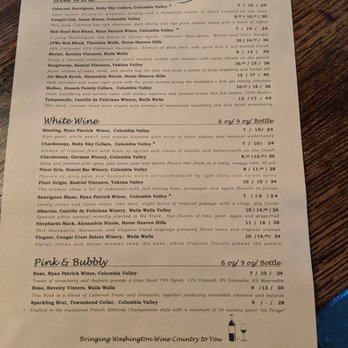 Rustic Cork Wine Bar - Wine menu. - Wine Bars Near Me - Lake Stevens, Washington