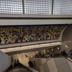 Terminal E - Atlanta Airport - Going down the escalators to the Plane Train. Concourse E.