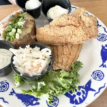 Rick's Café Boatyard - My dining companion's catfish & baked potato - American Near Me - Indianapolis, Indiana Rick's Café Boatyard - My dining companion's catfish & baked potato - American Near Me - Indianapolis, Indiana