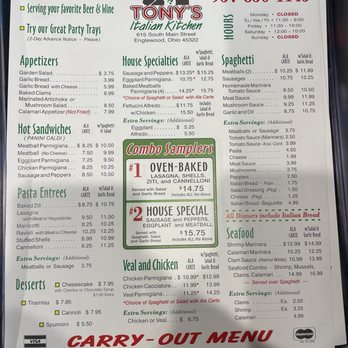 Tony's Italian Kitchen - Menu with updated prices as of 4/20/24 - Italian Near Me - Englewood, Ohio Tony's Italian Kitchen - Menu with updated prices as of 4/20/24 - Italian Near Me - Englewood, Ohio