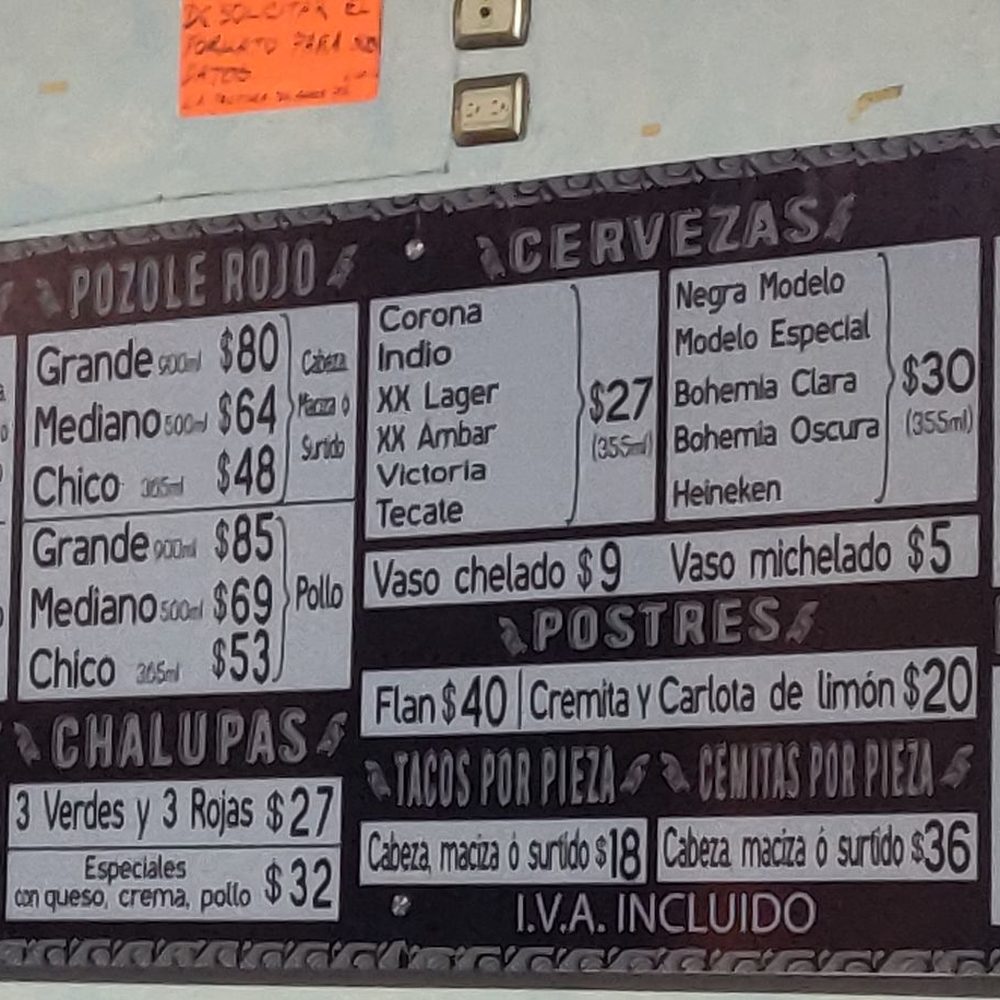 Pozolería Matamoros - The menu.. prices are Great  this is a MUST COME - Mexican Near Me - Puebla, PUE