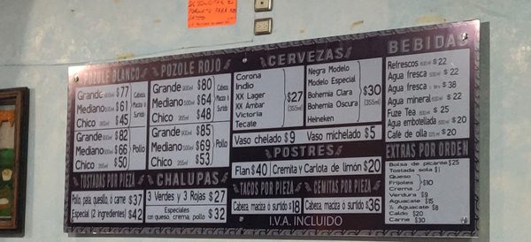 Menu photo 3 Pozolería Matamoros Puebla, PUE