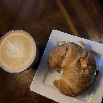 Java Central Cafe and Roaster - Lavender latte, chicken salad with grapes on a croissant. - Coffee Roasteries Near Me - Westerville, Ohio Java Central Cafe and Roaster - Lavender latte, chicken salad with grapes on a croissant. - Coffee Roasteries Near Me - Westerville, Ohio