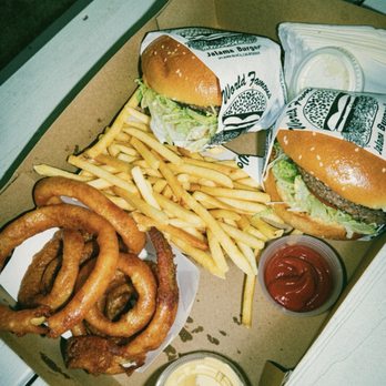 Jalama Beach Store - Jalama Burgers with fries and onion rings - Burgers Near Me - Lompoc, California Jalama Beach Store - Jalama Burgers with fries and onion rings - Burgers Near Me - Lompoc, California
