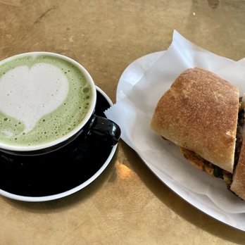 Tatte Bakery & Cafe | Northeastern - Matcha Latte and a vegetarian roasted squash and mushroom sandwich - Cafes Near Me - Boston, Massachusetts Tatte Bakery & Cafe | Northeastern - Matcha Latte and a vegetarian roasted squash and mushroom sandwich - Cafes Near Me - Boston, Massachusetts