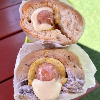 Hula Dog - Delicious fluffy buns (bacon/taro & white) - Hot Dogs Near Me - Honolulu, Hawaii
