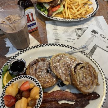 Black Bear Diner Pasadena - Cinnamon Roll French Toast*  Bob's Big Bear Burger* (1290 cals.). Mocha Iced Cold Brew (400 cals.) - Diners Near Me - Pasadena, Texas