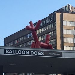 Balloon Dogs - One of a group of red and silver dogs.