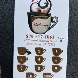 Shebrews Coffee and Pie - Customer loyalty program (card); with double punches featured on Mondays
