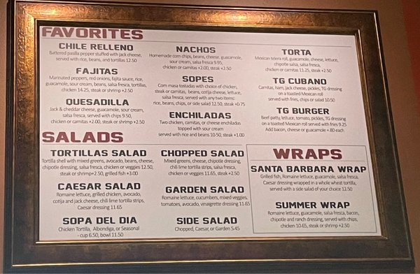 Menu photo 1 Tortilla's Grill and Cantina Camarillo, CA Menu photo 1 Tortilla's Grill and Cantina Camarillo, CA