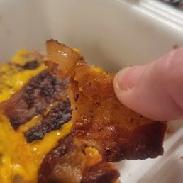 Remnants of a demolished Western Bacon Burger  Western Bacon Burger
