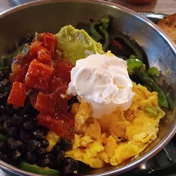 The Sunrise Shack - Los Huevos Rancheros breakfast bowl, homefries underneath! - Breakfast & Brunch Near Me - Glen, New Hampshire
