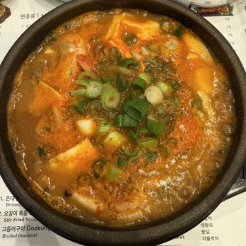 Jang Su Jang - Tofu soup with medium spicy. - Korean Near Me - Santa Clara, California Jang Su Jang - Tofu soup with medium spicy. - Korean Near Me - Santa Clara, California