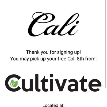 Cultivate - The email I received on the 19th to pickup my freebie. - Cannabis Dispensaries Near Me - Las Vegas, Nevada Cultivate - The email I received on the 19th to pickup my freebie. - Cannabis Dispensaries Near Me - Las Vegas, Nevada